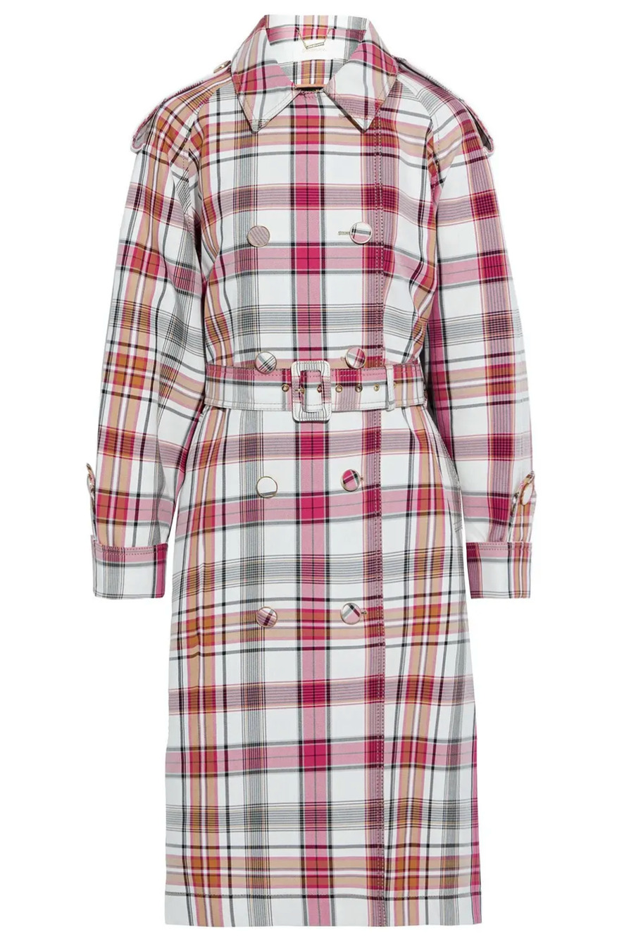 NWT $2680 ZIMMERMANN Checked Cotton-Blend Gabardine Trench Coat in size 0 / US 4